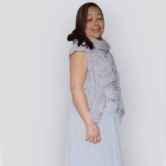 JACQUES VERT WOMENS SMALL FLORAL FORMAL GREY DRESS WEDDING PROM OR GRAD… - Picture 5 of 10